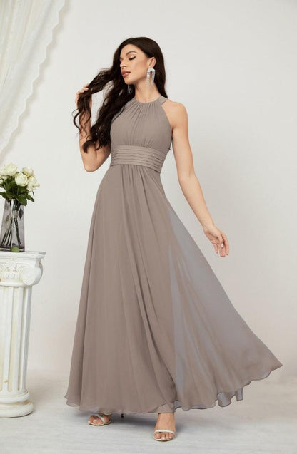 Sunnderly Formal Party Gown Dress Chiffon Halter Long Sleeveless Bridesmaid Dresses SY2802