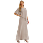 Sunnderly Chiffon-Kleid für die Brautmutter in Übergröße, formelles Ballkleid mit Rüschenumhang