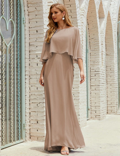 Vestido de dama de honor Sunnderly para mujer, de gasa, manga larga y cuello en V, vestido formal para boda o fiesta SY28018 