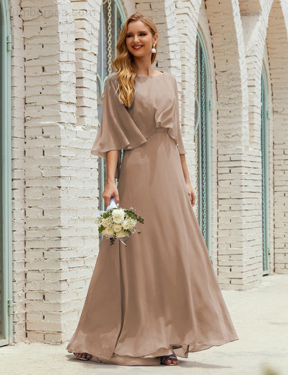 Vestido de dama de honor Sunnderly para mujer, de gasa, manga larga y cuello en V, vestido formal para boda o fiesta SY28018 