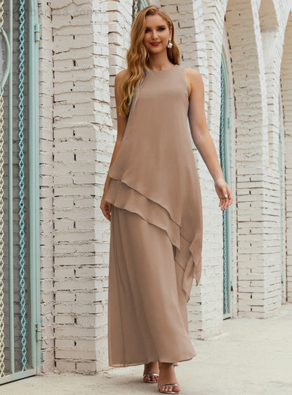Chiffon Langes Plus Size Kleider für die Brautmutter Formales Brautjungfern-Abschlussballkleid SY28019 