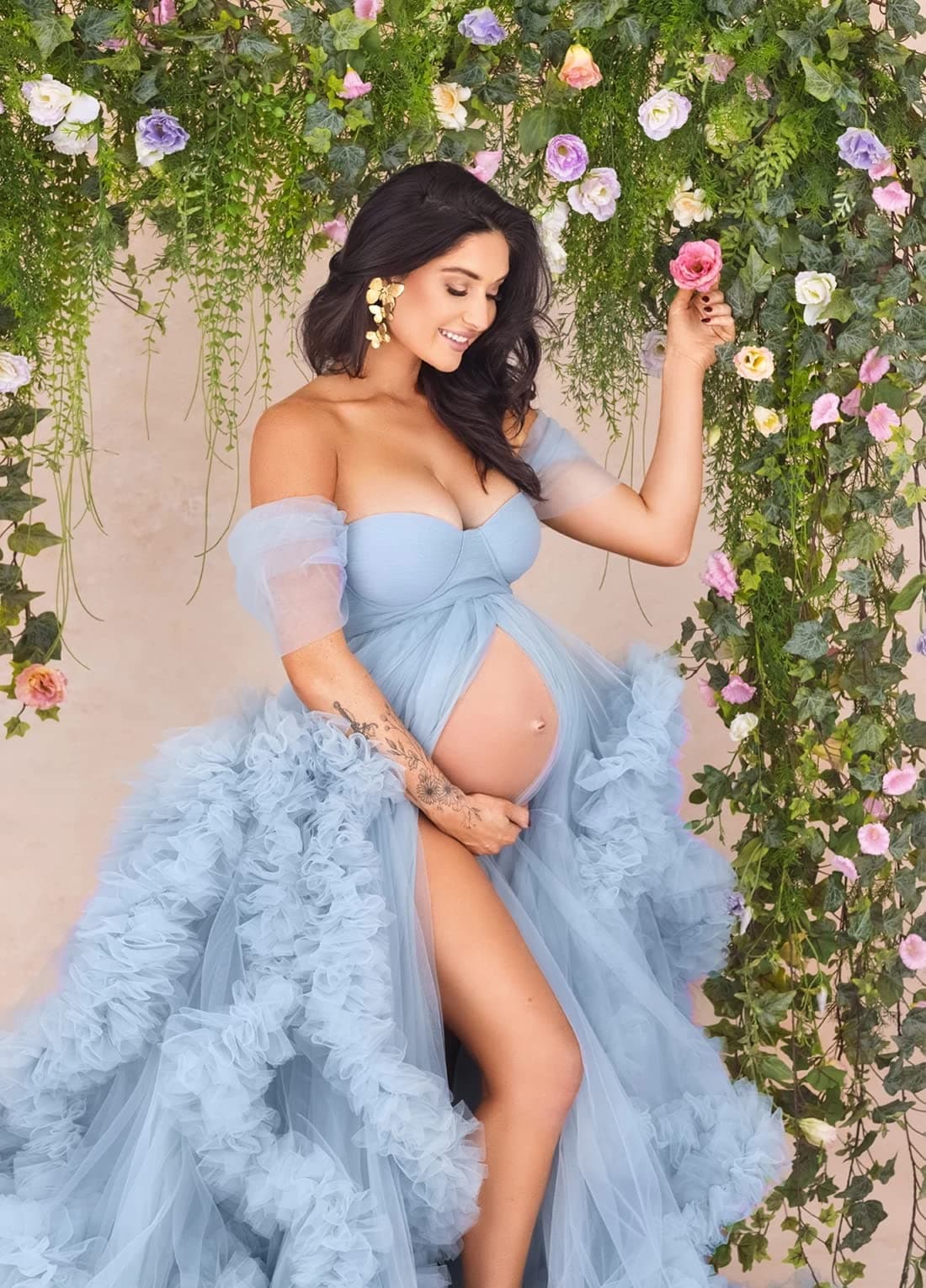 Puffy Ruffles Maternity Dress Fluffy Maternity Dress Tulle Robe SY038
