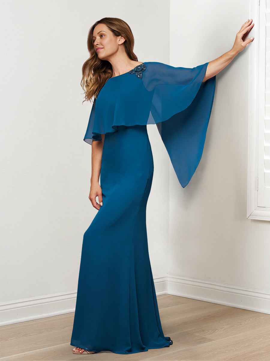Vestidos de madre de la novia con corte tubo/columna y cuentas