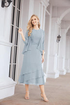 Vestido formal de fiesta Sunnderly de dos piezas, corte A, para madre de la novia, SY28072 