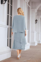 Vestido formal de fiesta Sunnderly de dos piezas, corte A, para madre de la novia, SY28072 