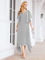 Vestido formal de fiesta Sunnderly de dos piezas, corte A, para madre de la novia, SY28073 