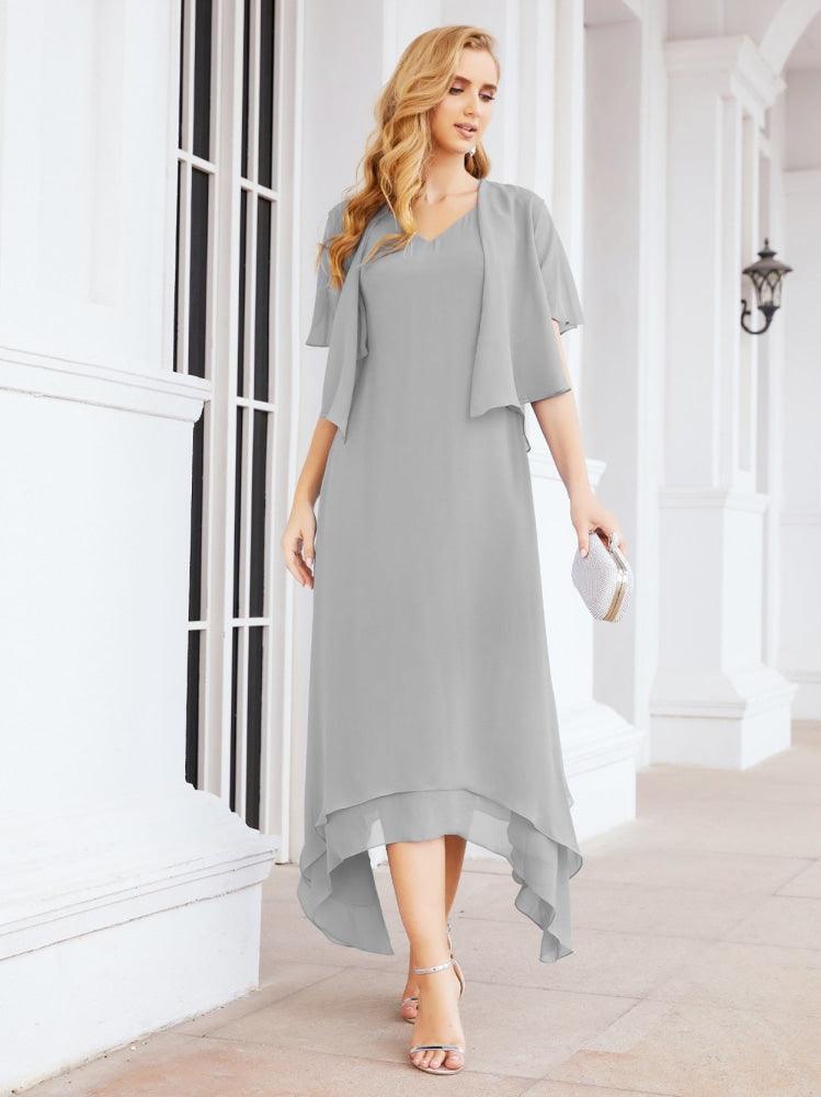Vestido formal de fiesta Sunnderly de dos piezas, corte A, para madre de la novia, SY28073 