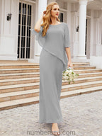 Vestido formal de fiesta Sunnderly, largo, para madre de la novia, con capa con volantes, SY28026 