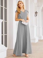 Vestidos de dama de honor Sunnderly con capa, vestido formal de fiesta con espalda descubierta para madre de la novia SY28058 
