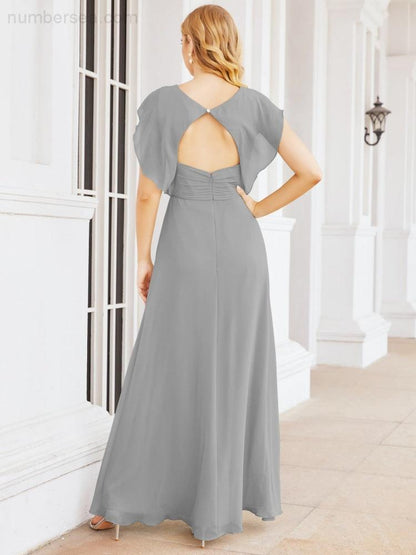 Sunnderly Brautjungfernkleider Cape Formales Ballkleid Rückenfreies Kleid für die Mutter der Braut SY28058 