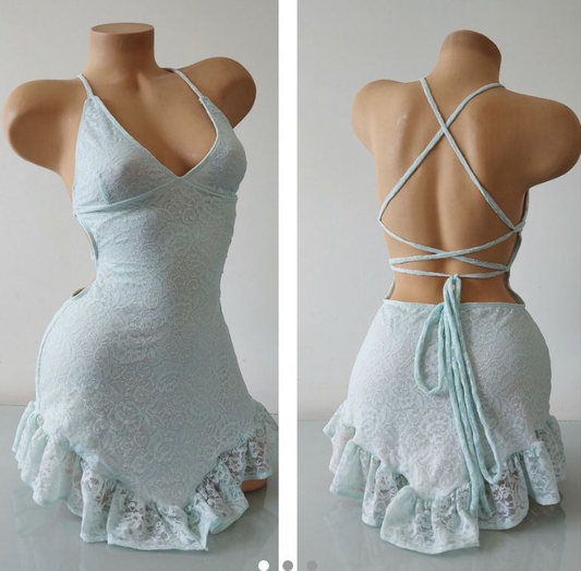 Vestido de fiesta sexy de encaje sin espalda Y2601