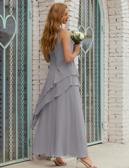 Chiffon Langes Plus Size Kleider für die Brautmutter Formales Brautjungfern-Abschlussballkleid SY28019 