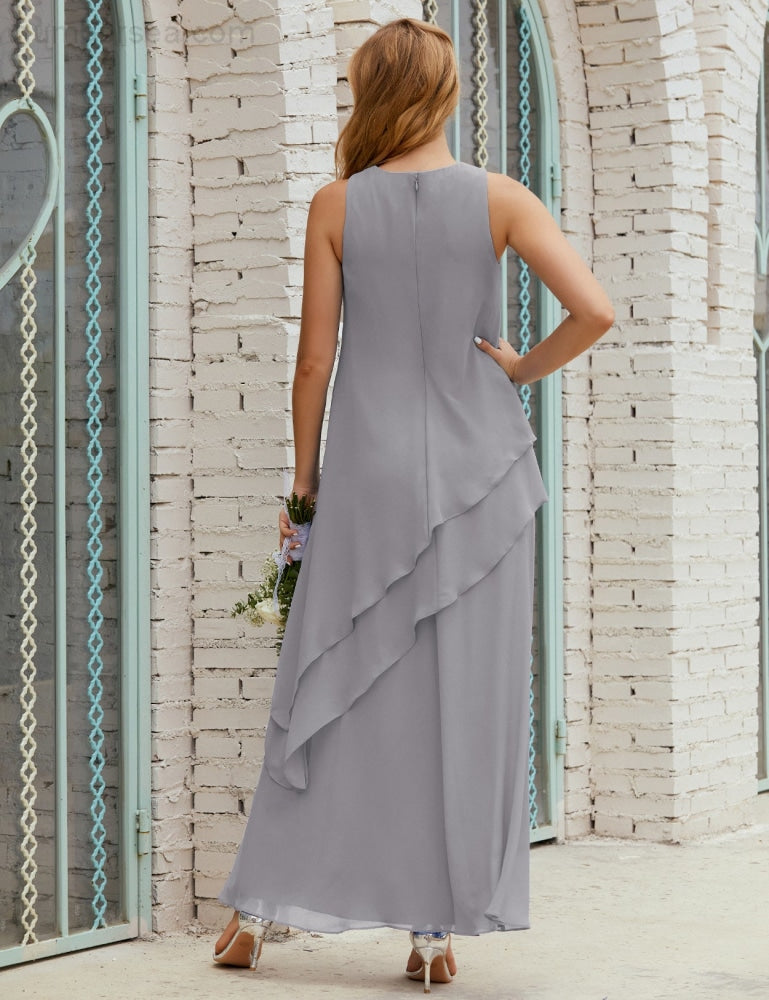 Chiffon Langes Plus Size Kleider für die Brautmutter Formales Brautjungfern-Abschlussballkleid SY28019 