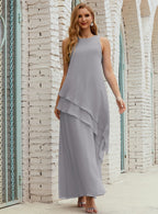 Vestidos de gasa largos de talla grande para madre de la novia, vestido formal de dama de honor para graduación SY28019 