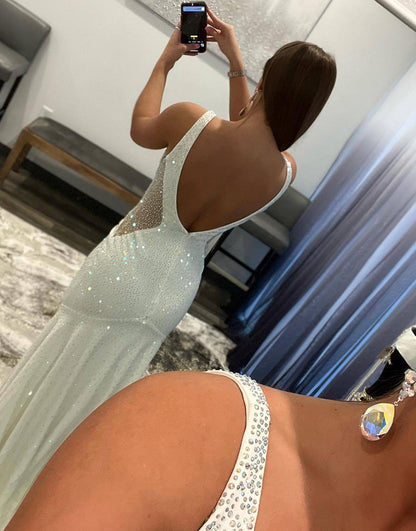 Tonya  White Mermaid Beaded Prom Dress