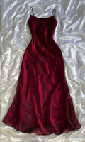 Burgunderrotes langes A-Linien-Ballkleid aus Satin, Abendkleid Y7509