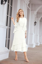Vestido formal de fiesta Sunnderly de dos piezas, corte A, para madre de la novia, SY28072 
