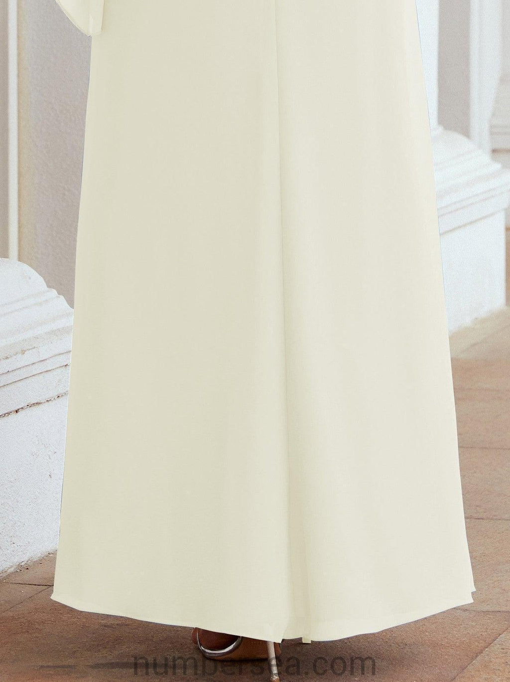 Vestido formal de fiesta Sunnderly, largo, para madre de la novia, con capa con volantes, SY28026 