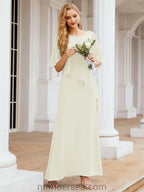Vestido formal de fiesta Sunnderly, largo, para madre de la novia, con capa con volantes, SY28026 