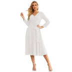 Sunnderly Chiffon Bridesmaid Dress V-Back Waist Belt Formal Prom Gown Mother of The Bride Wedding Guest