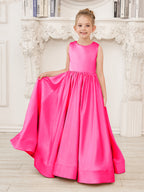 A-Linie Spitze Satin Bodenlang Blumenmädchenkleid 