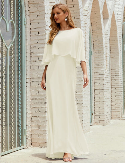 Vestido de dama de honor Sunnderly para mujer, de gasa, manga larga y cuello en V, vestido formal para boda o fiesta SY28018 