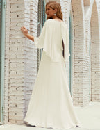 Vestido de dama de honor Sunnderly para mujer, de gasa, manga larga y cuello en V, vestido formal para boda o fiesta SY28018 