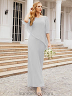 Vestido formal de fiesta Sunnderly, largo, para madre de la novia, con capa con volantes, SY28026 