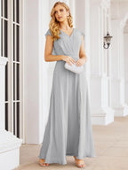 Vestidos de dama de honor Sunnderly con capa, vestido formal de fiesta con espalda descubierta para madre de la novia SY28058 