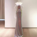 Charmantes Pailletten-Meerjungfrau-Abendkleid, glänzend, lang, Ballkleid Y7687