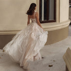 Elegant Spaghetti Straps Wedding Dress Sexy Lace Up Backless Robe De Mariée Romantic Square Collar Tulle Bridal Gowns-payinti