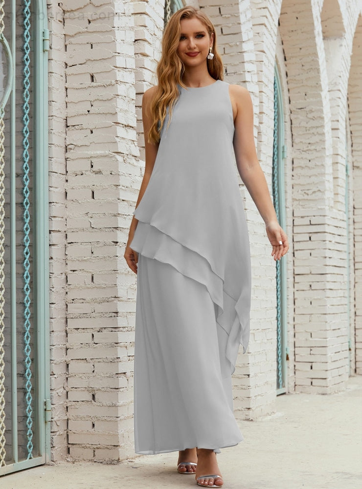 Chiffon Langes Plus Size Kleider für die Brautmutter Formales Brautjungfern-Abschlussballkleid SY28019 