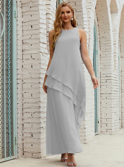 Chiffon Langes Plus Size Kleider für die Brautmutter Formales Brautjungfern-Abschlussballkleid SY28019 