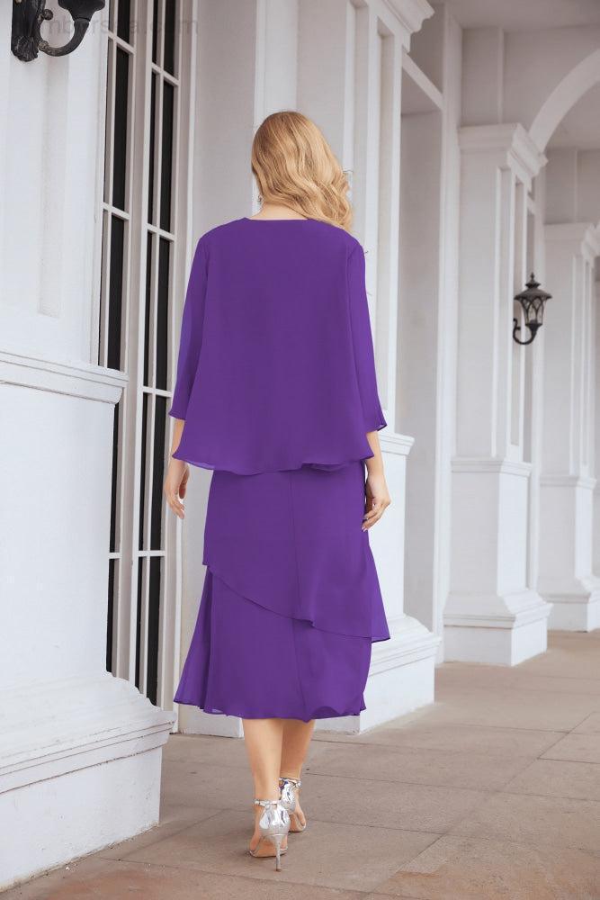 Vestido formal de fiesta Sunnderly de dos piezas, corte A, para madre de la novia, SY28072 