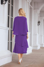 Vestido formal de fiesta Sunnderly de dos piezas, corte A, para madre de la novia, SY28072 