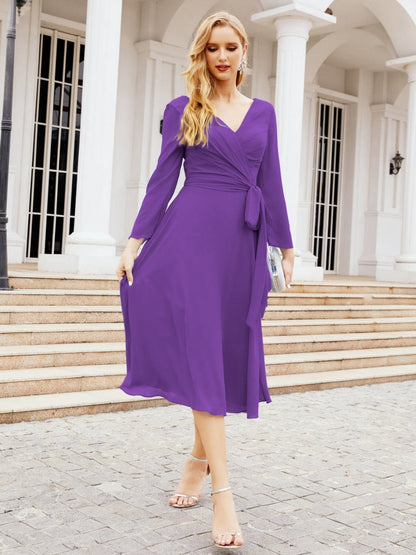 Brautjungfernkleid mit V-Rücken und Taillengürtel für die Mutter der Braut, Hochzeitsgäste, SY28031 