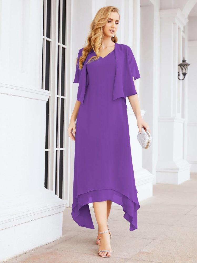 Vestido formal de fiesta Sunnderly de dos piezas, corte A, para madre de la novia, SY28073 