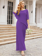 Vestido formal de fiesta Sunnderly, largo, para madre de la novia, con capa con volantes, SY28026 