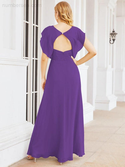 Sunnderly Brautjungfernkleider Cape Formales Ballkleid Rückenfreies Kleid für die Mutter der Braut SY28058 