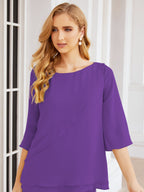Elegante vestido de dos piezas para madre de la novia, talla grande, pantalón, capas con volantes, bata plateada SY28064 