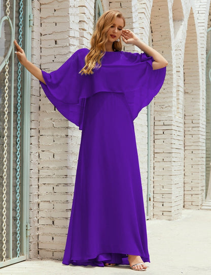 Vestido de dama de honor Sunnderly para mujer, de gasa, manga larga y cuello en V, vestido formal para boda o fiesta SY28018 