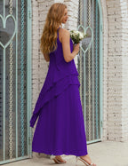 Vestidos de gasa largos de talla grande para madre de la novia, vestido formal de dama de honor para graduación SY28019 