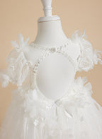 Ballkleid/Princess-Linie Tüll Wadenlang Weiß Baby Mädchen Kleid 