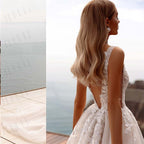 Popular V-neck Lace Applique A Line Wedding Dresses Backless Side Slit Custom Made Formal Bridal Grown 2024-payinti