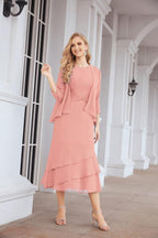 Vestido formal de fiesta Sunnderly de dos piezas, corte A, para madre de la novia, SY28072 