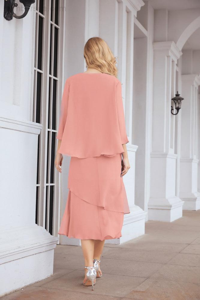 Vestido formal de fiesta Sunnderly de dos piezas, corte A, para madre de la novia, SY28072 