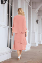 Vestido formal de fiesta Sunnderly de dos piezas, corte A, para madre de la novia, SY28072 