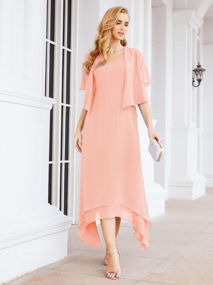 Vestido formal de fiesta Sunnderly de dos piezas, corte A, para madre de la novia, SY28073 