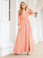 Sunnderly Women's Chiffon Bridesmaid Dress A line Long Sleeves Formal Evening Prom Gown for Wedding Guest SY28032