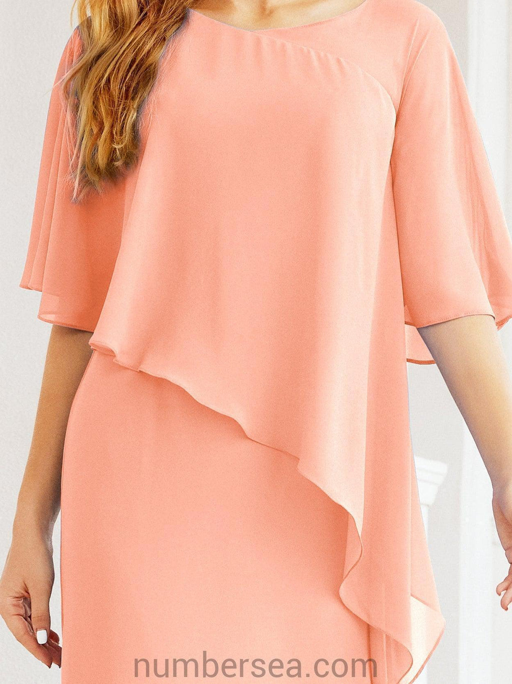 Vestido formal de fiesta Sunnderly, largo, para madre de la novia, con capa con volantes, SY28026 
